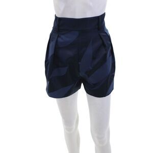 Xu Zhi Womens Geometric Print Pleated Dress Shorts Solid Blue Size 10